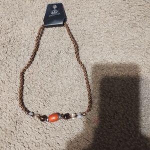Paparazzi Copper and Coral Beaded Necklace